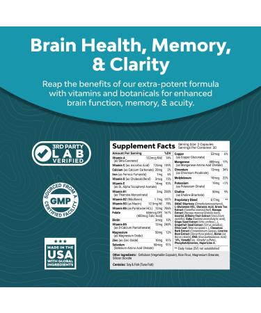 Brain Boosting Natural Supplement | Green Tea Extract and DMAE | 60 Capsules by Natures Craft - Buy Online on GoSupps.com