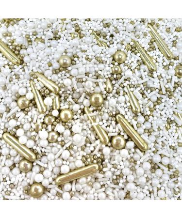 Gold white rods wedding bride to be Metallic Sprinkles for cupcake cookies cake toppers pearls balls metallic 100s and 1000s hen party decoration cake cupcake topper GOLD DUST - Buy Online on GoSupps.com