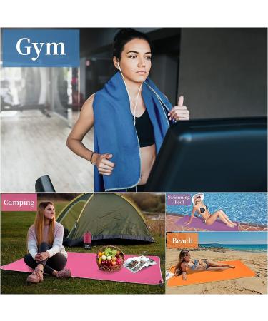 Sfee 2 Pack Microfiber Travel Towel Set - Quick Dry, Super Absorbent, Lightweight - Perfect for Beach, Gym, Hiking, Pool - XL Dark Blue Towels 72x32 + 24x15 - Buy Online on GoSupps.com