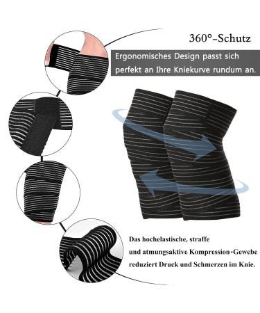 4-Pack Knee Support Bandages - Versatile Compression for Knee Elbow Calf & More - Adjustable 180cm & 90cm - Buy Online on GoSupps.com