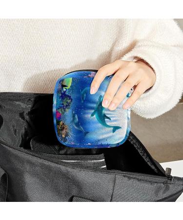 Women s Bonds Storage Pockets Stillpad Holder - Underwater World Dolphins Portable Period Kit - Feminine Product Bag for Girls - Buy Online on GoSupps.com