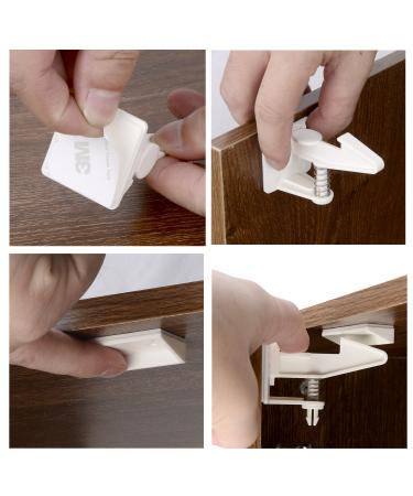 Child Safety Cabinet Locks - 12 Pack Baby Proofing Latches for Drawers & Cupboards - Easy Adhesive Installation - No Tools Needed (White) - Buy Online on GoSupps.com
