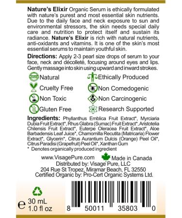 Nature's Elixir Skin Revitalizing Face Serum | USDA Organic | Brightens Clarifies & Nourishes Skin | Physician Formulated - Buy Online on GoSupps.com