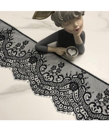 Lace Realm Replaceable LUMKET Black Eyelash Lace Fabric 7x120 - Floral Lace Trim for Sewing & Crafts (640 Black) - Buy Online on GoSupps.com