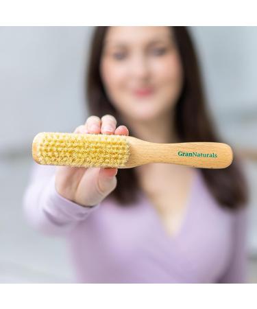 GranNaturals Boar Bristle Slick Back Hair Brush - White Bristle Hairbrush for Sleek Styles - Natural Wood Handle for Men and Women - Buy Online on GoSupps.com