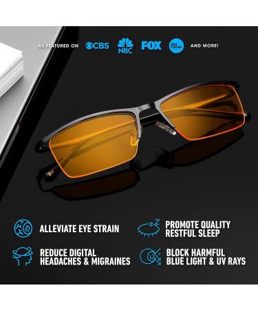 AmberSleep Amber Yellow Tinted Blue Light Blocking Glasses - Non-Prescription Anti-Glare UV Protection for Eye Strain Relief Sleep Improvement & Gaming - International Shipping Available - Buy Online on GoSupps.com