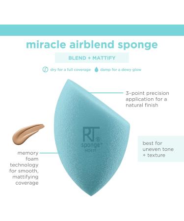 REAL TECHNIQUES Sponge+ Beauty Makeup Blenders for Facial Cleanser Foundation and Setting Powder Probiotic infused (3 Piece Kit) - Buy Online on GoSupps.com