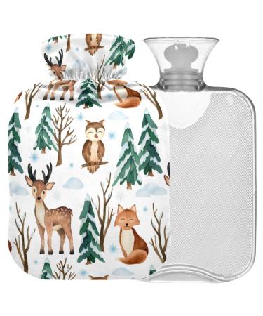 Naanle christmas deer fox hot water bottle with reference warm and cold therapy Transparent hot water bottle 1l warm steadel for bed hand feet heat pain relief