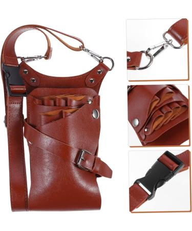 Lurrose Hairdresser Bunkbob Hairdressing Scissors Belt - Stylish PU Tool Case Bag for Shears & Onion Cutters - 25x11cm Brown - Buy Online on GoSupps.com