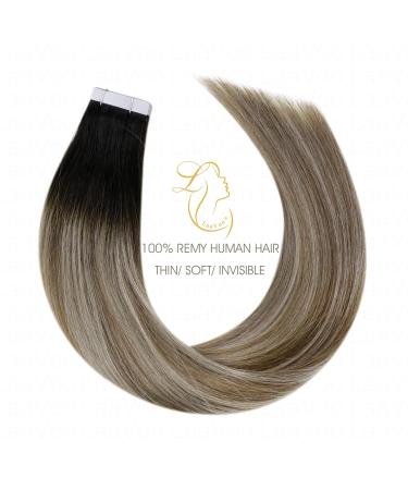 Laavoo 14 Seamless Tape-In Hair Extensions - Cancer Black to Platinum Blonde Remy Skin Wefts 50g | Shop Now - Buy Online on GoSupps.com
