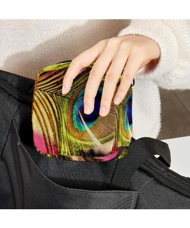 Menstrual Pad Bag with Zipper | Ladies Napkin Pouch & Tampons Collection Bag - Peacock Feathers Design for Women & Girls - Buy Online on GoSupps.com
