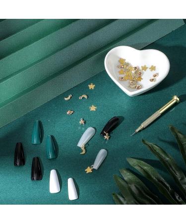 91 Pc Nail Jewelry Rings w/ Piercing Tool - Golden Charms for DIY Nail Art - Moon, Star, Butterfly, Heart - Buy Online on GoSupps.com