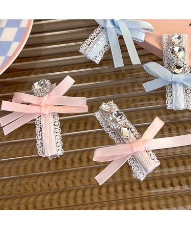 AJOIDR Ribbon Elegant Lacework Style Side Clip Hair Clip Elaborate Fairy Style Heart Bowknot Balletcore - Buy Online on GoSupps.com