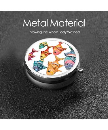 Colorful Fish Round Pill Box | 3 Compartment Portable Travel Organizer for Vitamins & Medications - Buy Online on GoSupps.com