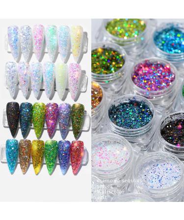 MKNZOME 12 Jars Chrome Nail Powder Glitter Set - Holographic Ultra Fine Glitter - 1g/Jar #3 - Buy Online on GoSupps.com