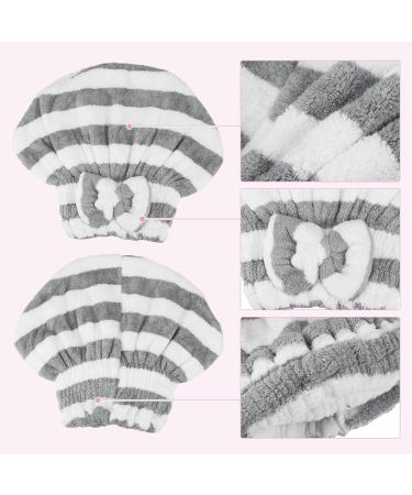 VOCOSTE Coral Fleece Hair Drying Towel Cap | Lightweight Absorbent Hair Drying Solution | Perfect for After Bath Use | Gray & White - Buy Online on GoSupps.com