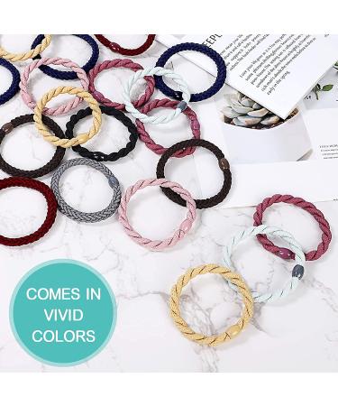 Cozeasy 12-Piece Elastic Hair Tie Set for Thick & Curly Hair - No Metal Ponytail Holders in Ivory Smoke Blue Pink Cherry Gray & Black - Buy Online on GoSupps.com
