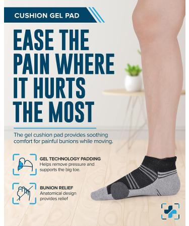 Doctor's Select Bunion Relief Socks 2 Pairs for Women and Men | Compression Bunion Corrector Socks - Medium Black/Gray - Buy Online on GoSupps.com