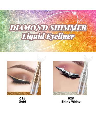 Erinde 4 Colors Liquid Glitter Eyeliner Set - Metallic Shimmer Eyeshadow in Silver, Gold, and Diamond - Long Lasting Glow, Perfect Makeup Gift - Buy Online on GoSupps.com
