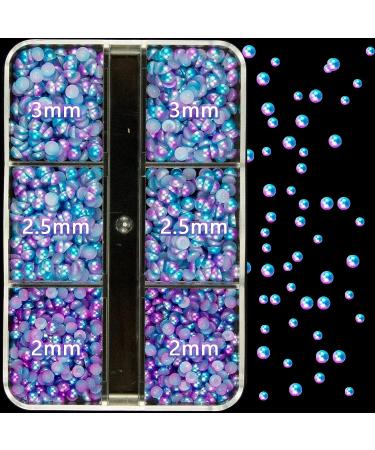 Blue Purple Gradient Half Round Pearls - Multi-Sized Flatback Beads for Crafts & Nail Art - Buy Online on GoSupps.com