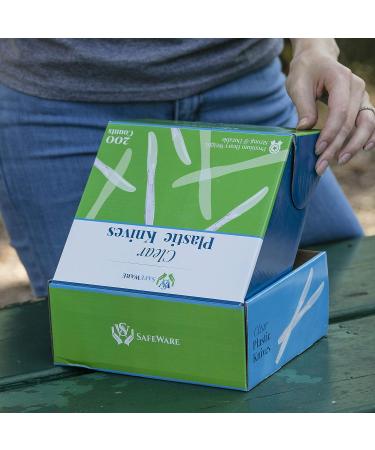 SafeWare 200 Heavy Duty Clear Plastic Knives - Disposable Silverware for Party, BBQ, Picnic, Family, Office, Restaurant - Buy Online on GoSupps.com