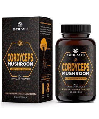 SOLVE Labs Premium Vegan & Kosher Cordyceps Capsules 43% Beta Glucans Extract 10:1 Zero Fillers and Additives 30g 60 Capsules 1 Month Supply