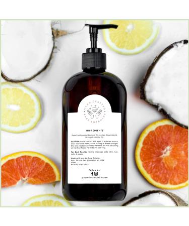 Bare Botanics Fractionated Coconut Oil (Lemon Orange) - 24oz Bottle | Moisturizing & Shaving Body Oil for Dry Skin | 100% Pure Coconut Oil with Lemon Essential Oil - Buy Online on GoSupps.com