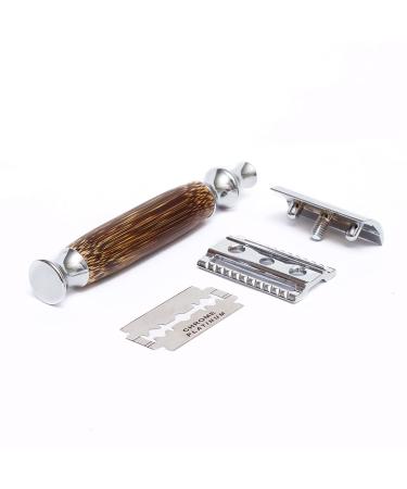 Wowe Double Edge Safety Razor with Bamboo Handle - 1 Razor & 5 Blades for Eco-Friendly Shaving - Buy Online on GoSupps.com