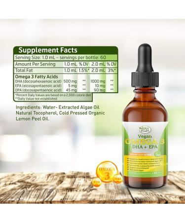 Potent & Organic Vegan Omega 3 Liquid Supplement: Better Than Fish Oil! Plant Based Water Extracted Algae Oil- DHA EPA DPA Fatty Acids- Non GMO- Supports Immune Heart Brain & Joint Health-60 Doses - Buy Online on GoSupps.com