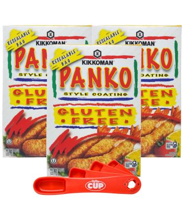 Kikkoman Panko Style Coating, Gluten-Free, 8 Ounces (Pack of 3) with By The Cup Swivel Spoons - Buy Online on GoSupps.com