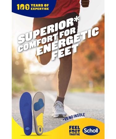 Scholl GelActiv Men's Comfort Sports Insoles - Pressure Relief & Odor Protection Size 40-46.5 - Perfect Fit for Athletic Shoes - Buy Online on GoSupps.com