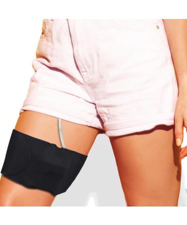 URSA Health: Ultra Soft Slim & Stretchy Thigh Belt Insulin Pump Holder - 1mm Thin Made in UK Durable & Breathable. for Diabetes Patients Compatible with Medical Devices (Black)