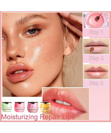 4 PCS Bee Lip Balm Honey Pot, Honey Strawberry Watermelon Apple Sleeping Lip Mask Overnight with Sticks, Exfoliating Prevention Dry and Crack Lip Scrubs Honey & Strawberry & Watermelon & Apple - Buy Online on GoSupps.com