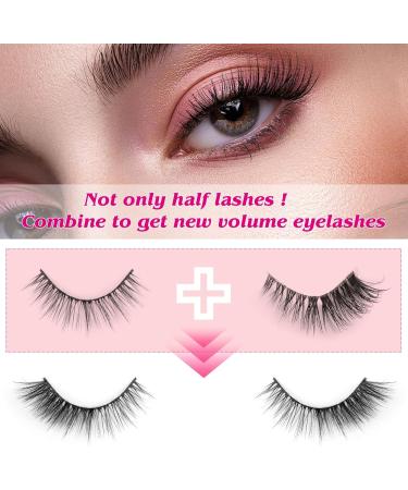 Kiusatig Half Lashes Fluffy Wispy Cat Eye Lashes 3/4 Lashes Natural Look Eyelashes 10 Pairs False Eyelashes Clear Band Corner Lashes H-10(10pairs) - Buy Online on GoSupps.com