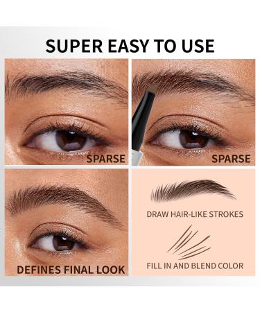 Buy Long-Lasting Waterproof Eyebrow Pencil with 4 Fork Tip Design - Gray | Stereoscopic Eye Makeup for Perfect Brows - Buy Online on GoSupps.com