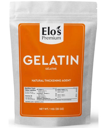 Gelatin (1kg) by Elo s Premium |100% All-Natural Food Grade Powder Unflavored Thickener| Packaged In Canada| Used As Thickener Stabilizer Texturiser| Non-GMO Gluten Free| Make Yogurt Fruit Gelatins Puddings and more