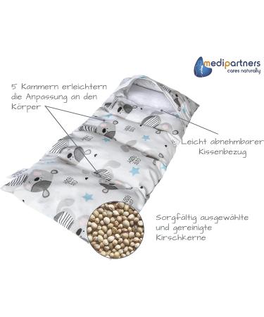 Medi Partners Kirschkernkissen 60x20cm | 800g Eco-Friendly Pillow | 100% Cotton | Warming & Cold Therapy | Removable Teddy Cover - Buy Online on GoSupps.com