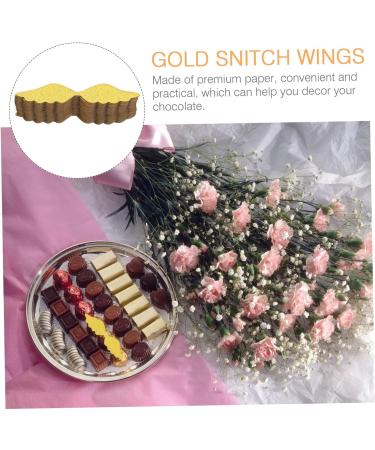 RUNROTOO 50pcs Chocolate Decoration Golden Wings Decoration Chocolate Cake Wings Gold Wings for Cake Party Wings Wedding Decor Party Accessories Dessert Paper Chocolate Stick - Buy Online on GoSupps.com