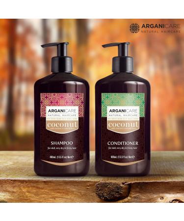 Arganicare Natural Coconut Shampoo & Conditioner Set - Deep Conditioner for Dry Frizzy Hair with Organic Argan Oil & Shea Moisture | 27 Fl Oz - Buy Online on GoSupps.com