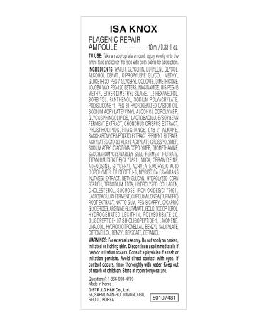ISA KNOX Plagenic Repair Ampoule (Pack of 1 0.34fl oz) - Highly Nourishing Moisturizing Serum for Elasticity Fine Lines Wrinkles Smooth Glowing Skin. Korean Skin Care. EGF - Buy Online on GoSupps.com