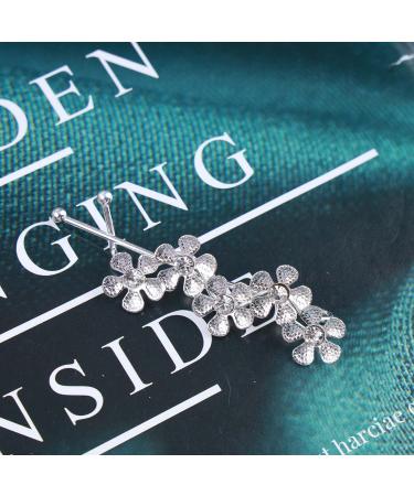 Aneneiceera Crystal Flower Hair Clip Silver Hair Barrette One word Clip Rhinestone Hair Pin Headpieces Decorative Hair Pins Headwear Bride Hair Accessories for Women and Girls (Silver) - Buy Online on GoSupps.com