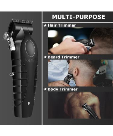 KEMEI 2296 Professional Hair Clippers for Men - Cord/Cordless Hair Cutting Kit & T Blade Beard Trimmer - USB Rechargeable - Black - Buy Online on GoSupps.com