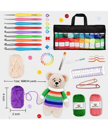 113 Piece Crochet Kit | 1600 Yards Assorted Yarn Set | 73PCS Crochet Accessories | Ideal Beginner Kit - Buy Online on GoSupps.com