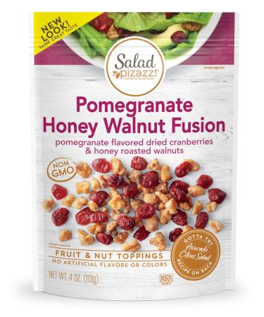 Salad Pizazz! Dried Pomegranate Flavored Cranberries & Honey Toasted Walnuts Salad Topper, 4 Ounce (Pack of 6) PomeCranate Honey Walnut Fusion