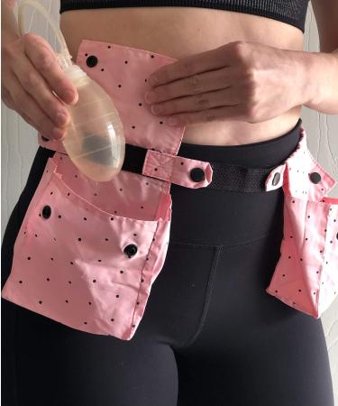Post-Surgical Drain Patient Care Kit - Belt with Two Expandable Pouches and Shower Bag (Pink w/Black Dots)