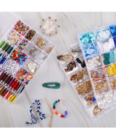 Bakhuk 4 Pack Clear Plastic Organizer Box with Adjustable Divider - 36 Grids Storage Container for Art Crafts, Jewelry - Includes 400 Label Stickers - Buy Online on GoSupps.com