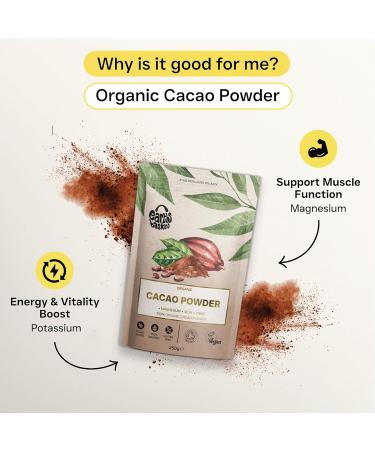Earths Basket Organic Cacao Powder 250g Peruvian Natural & Pure Theobroma Cacao. Magnesium & Iron - Buy Online on GoSupps.com