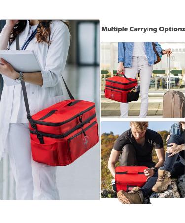 BAGSFY Travel Medicine Bag Organizer | Red Double-Layer Medication Storage | Pill Bottle & First Aid Kit - Ideal for Home & Travel - Buy Online on GoSupps.com