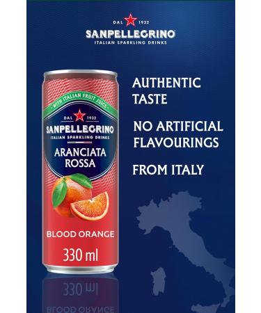  San Pellegrino San Pellegrino Sparkling Italian Canned Drinks with Sparkling Blood Orange 12 x 330 ml 69 kcals per can - Buy Online on GoSupps.com