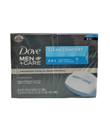 DOVE MEN + CARE Body and Face Bar To Clean and Hydrate Skin Body and Facial Cleanser More Moisturizing Than Bar Soap 3.75 oz 8 Bars Pack of 9 Clean Comfort 8 Count (Pack of 9)